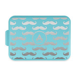 Mustache Print Aluminum Baking Pan with Teal Lid (Personalized)