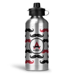 Mustache Print Water Bottle - Aluminum - 20 oz (Personalized)