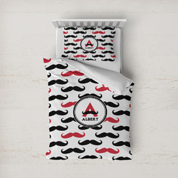 Mustache Print Duvet Cover Set - Twin (Personalized)