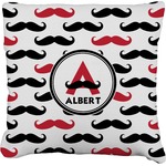 Mustache Print Faux-Linen Throw Pillow 16" (Personalized)