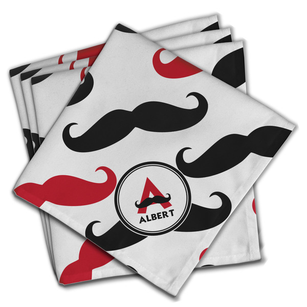 Custom Mustache Print Cloth Napkins (Set of 4) (Personalized)