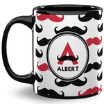 Mustache Print 11 Oz Coffee Mug - Black (Personalized)