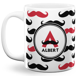 Mustache Print 11 Oz Coffee Mug - White (Personalized)