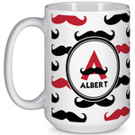 Mustache Print 15 Oz Coffee Mug - White (Personalized)