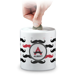 Mustache Print Coin Bank (Personalized)