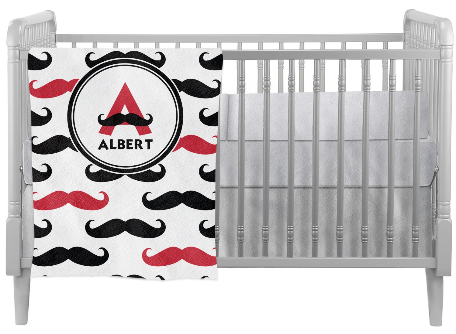 mustache crib bedding set