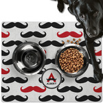 Mustache Print Dog Food Mat - Large w/ Name and Initial