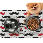 Mustache Print Dog Food Mat - Small w/ Name and Initial