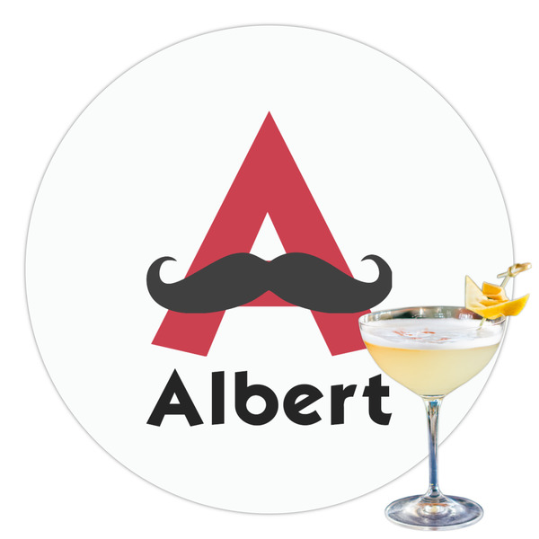 Custom Mustache Print Printed Drink Topper - 3.5" (Personalized)