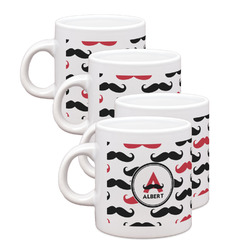 Mustache Print Single Shot Espresso Cups - Set of 4 (Personalized)