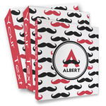 Mustache Print 3 Ring Binder - Full Wrap (Personalized)