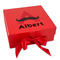 Mustache Print Gift Boxes with Magnetic Lid - Red - Front