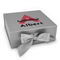 Mustache Print Gift Boxes with Magnetic Lid - Silver - Front