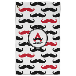 Mustache Print Golf Towel - Poly-Cotton Blend - Large w/ Name and Initial