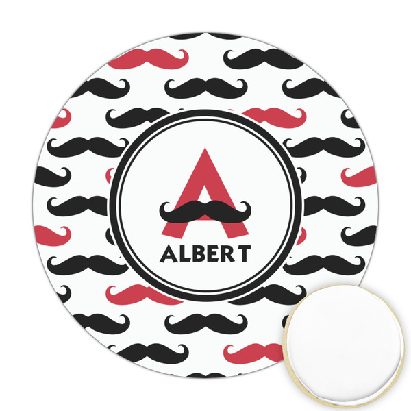 Custom Mustache Print Printed Cookie Topper - Round (Personalized)