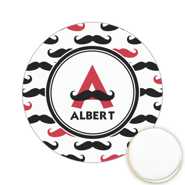 Custom Mustache Print Printed Cookie Topper - 2.15" (Personalized)