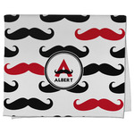 Mustache Print Kitchen Towel - Poly Cotton w/ Name and Initial