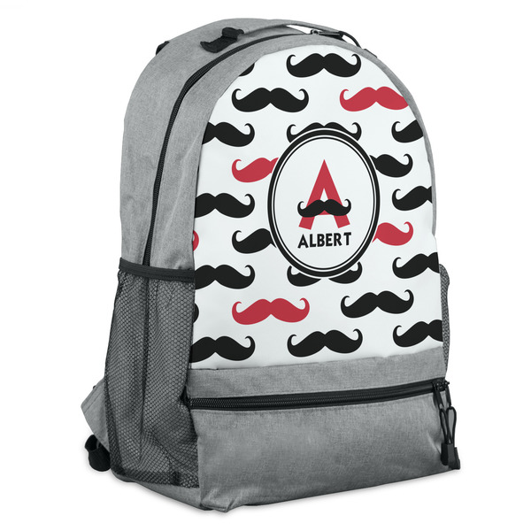 Custom Mustache Print Backpack - Grey (Personalized)