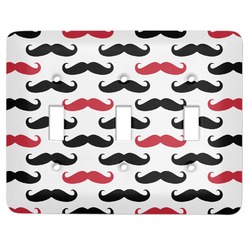 Mustache Print Light Switch Cover (3 Toggle Plate)