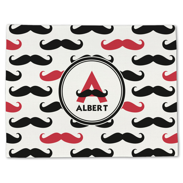 Custom Mustache Print Single-Sided Linen Placemat - Single w/ Name and Initial