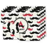 Mustache Print Double-Sided Linen Placemat - Set of 4 w/ Name and Initial