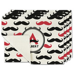 Mustache Print Single-Sided Linen Placemat - Set of 4 w/ Name and Initial