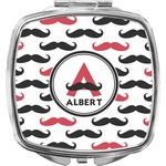 Mustache Print Compact Makeup Mirror (Personalized)