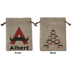 Mustache Print Medium Burlap Gift Bag - Front & Back (Personalized)