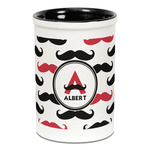 Mustache Print Ceramic Pencil Holders - Black