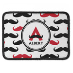 Mustache Print Iron On Rectangle Patch w/ Name and Initial