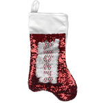 Mustache Print Reversible Sequin Stocking - Red (Personalized)