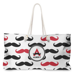 Mustache Print Large Tote Bag with Rope Handles (Personalized)