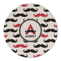 Mustache Print Round Linen Placemat - Single Sided (Personalized)