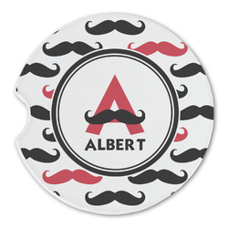 Mustache Print Sandstone Car Coaster - Single (Personalized)