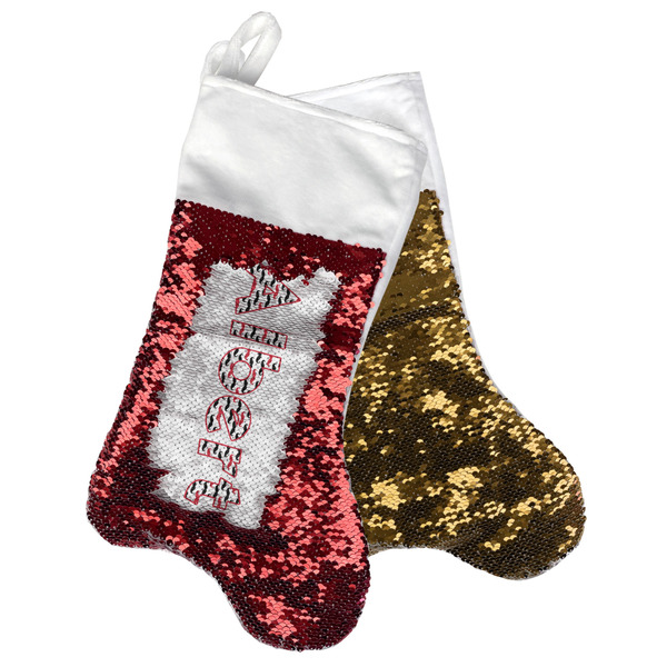 Custom Mustache Print Reversible Sequin Stocking (Personalized)