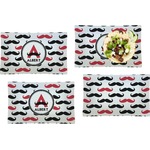 Mustache Print Set of 4 Glass Rectangular Lunch / Dinner Plate (Personalized)