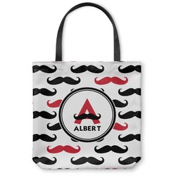 Mustache Print Canvas Tote Bag - Large - 18"x18" (Personalized)