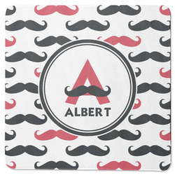 Mustache Print Square Rubber Backed Coaster (Personalized)