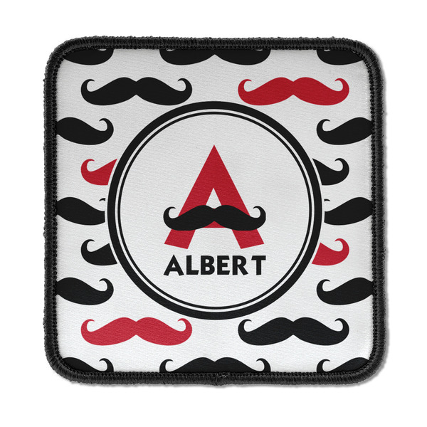 Custom Mustache Print Iron On Square Patch w/ Name and Initial