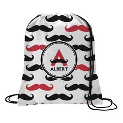 Mustache Print Drawstring Backpack - Medium (Personalized)