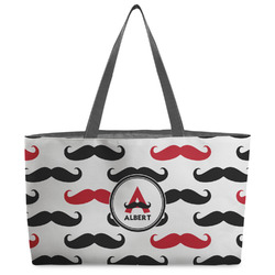 Mustache Print Beach Totes Bag - w/ Black Handles (Personalized)