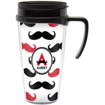 Mustache Print Acrylic Travel Mug with Handle (Personalized)