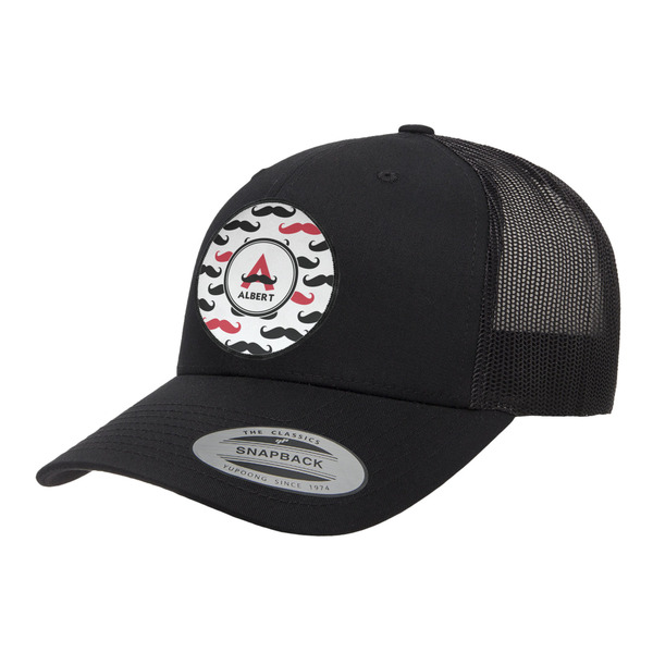 Custom Mustache Print Trucker Hat - Black (Personalized)