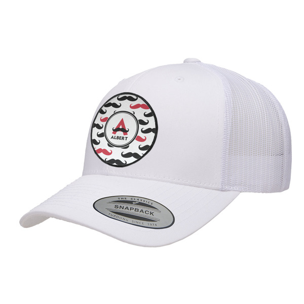 Custom Mustache Print Trucker Hat - White (Personalized)