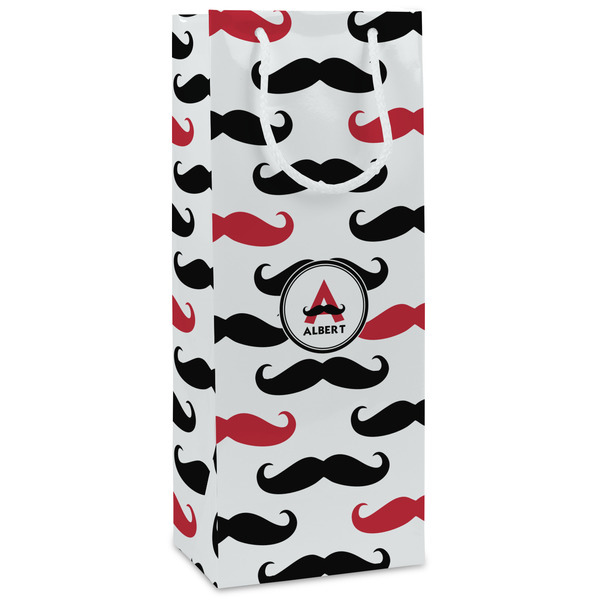 Custom Mustache Print Wine Gift Bags - Gloss (Personalized)