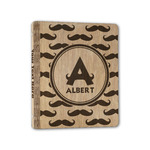 Mustache Print Wood 3-Ring Binder - 1" Half-Letter Size (Personalized)