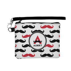 Mustache Print Wristlet ID Case w/ Name and Initial