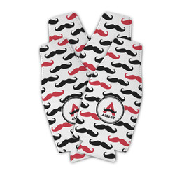 Mustache Print Zipper Bottle Cooler - Set of 4 (Personalized)