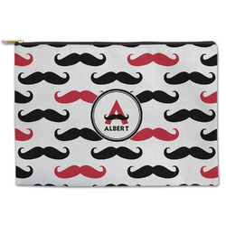 Mustache Print Zipper Pouch - Large - 12.5"x8.5" (Personalized)
