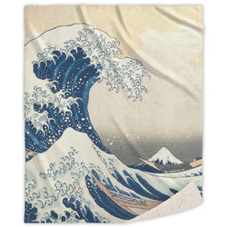 Great Wave off Kanagawa Sherpa Throw Blanket